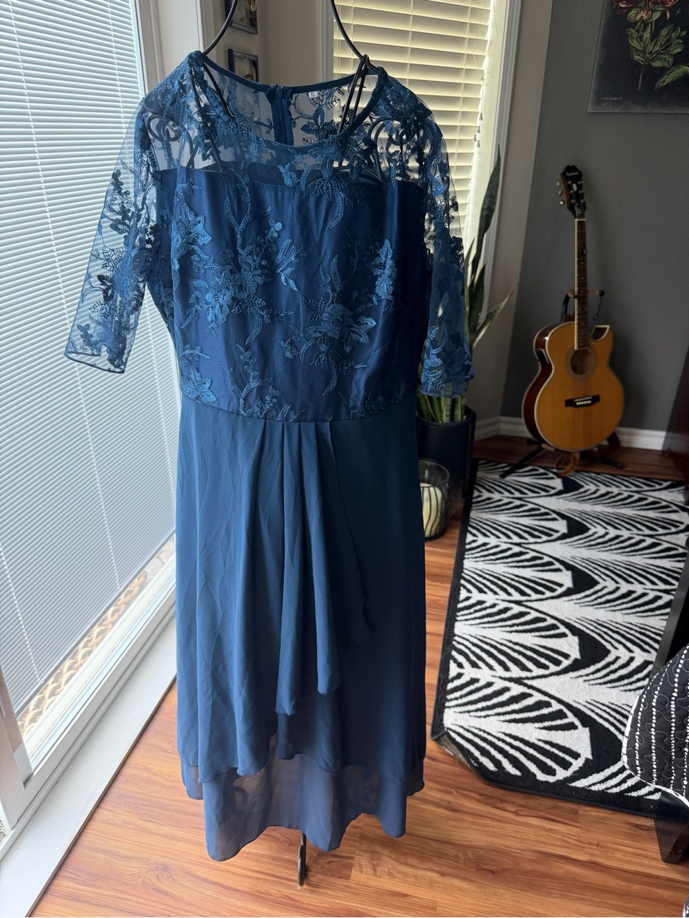 Blue Lace Mother of Bride Dress